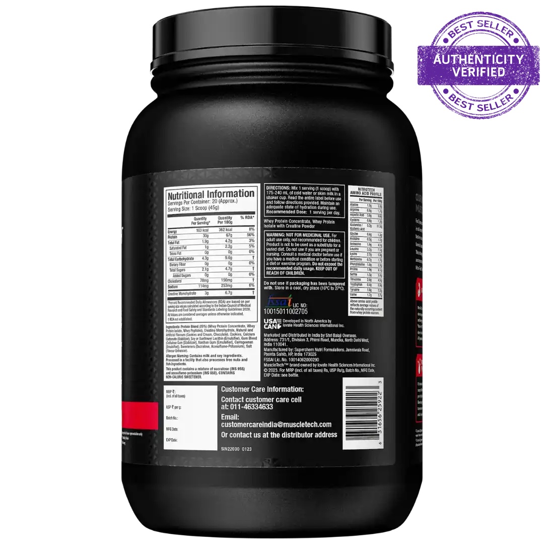 MUSCLETECH™ NITRO-TECH™ WHEY PROTEIN | 1kg | Cookie & Cream - Image 3