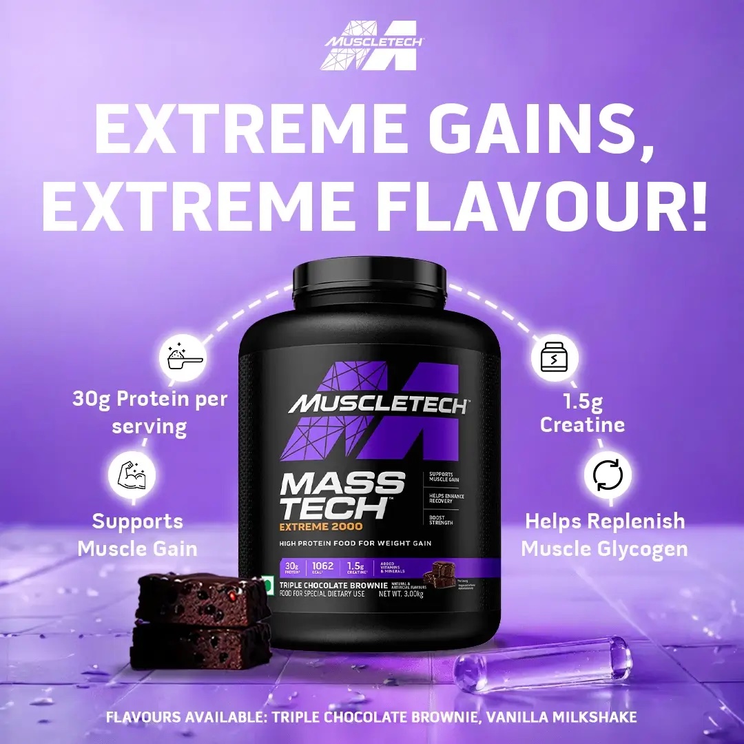 Muscletech Mass-Tech Extreme 2000 | Triple Chocolate Brownie | 3.00 KG - Image 4