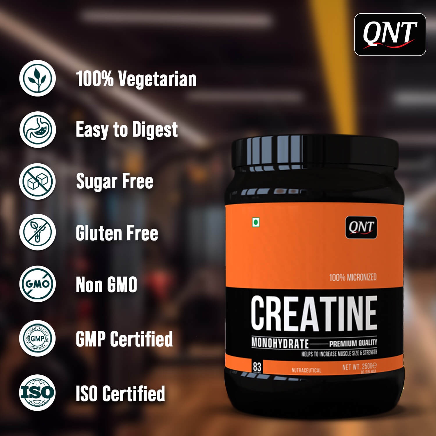 QNT Creatine Monohydrate | 100% Pure & Micronized Powder | 250g | 83 Servings - Image 6