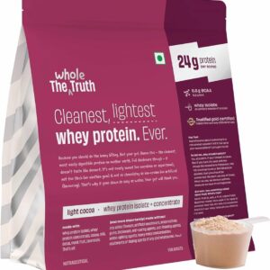 The Whole Truth Whey Protein Isolate+Concentrate | Light Cocoa 1 kg (2.2 lbs)