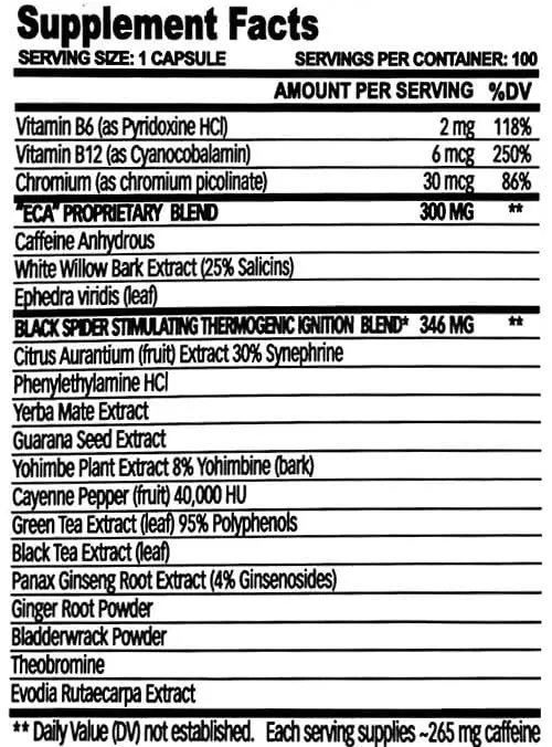 Black Spider Fat Burner By Cloma Pharma - 100 Capsules ( With Scan Code ) - Image 2