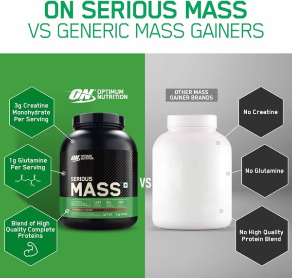 OPTIMUM NUTRITION (ON) Serious Mass High Protein High Calorie Weight Gainer Powder - 3 kg (Chocolate) - Image 6
