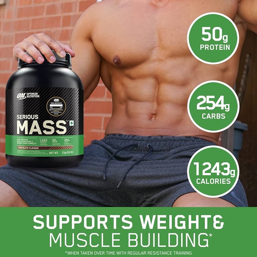 OPTIMUM NUTRITION (ON) Serious Mass High Protein High Calorie Weight Gainer Powder - 3 kg (Chocolate) - Image 7