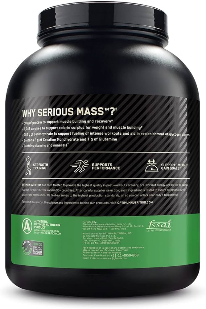 OPTIMUM NUTRITION (ON) Serious Mass High Protein High Calorie Weight Gainer Powder - 3 kg (Chocolate) - Image 3