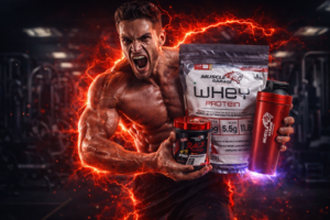 Muscle Garage Premium Whey Protein 2lbs + Pre Workout (43 Servings) + Steel Shaker Combo