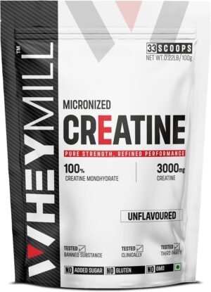 Wheymill Micronised Creatine Monohydrate | 100Gm, 33 Servings | Unflavoured