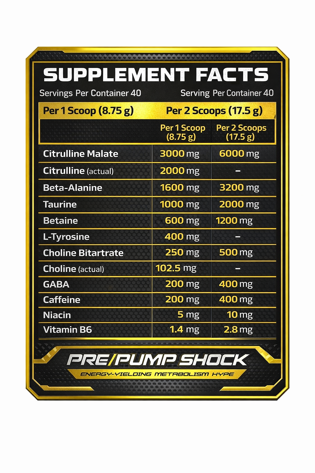 GEAR Pre Pump Shock Pre-Workout 350g | 40 Servings - Image 2