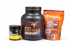 2500 Combo NEW!! Pintola High Protein Oats + Bolt Nutrition Pre-Workout+ Bolt Nutrition Mass Gainer (Free delivery)