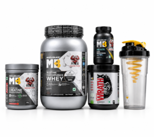 MuscleBlaze Ultimate Fitness Combo – Whey Protein, Creatine, Pre Workout, Multivitamin & Shaker for Muscle Gain and Strength