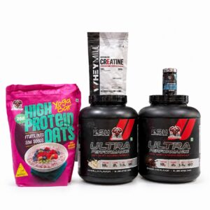 ₹3800 Bulking Combo Pack: 2x KSN Mass Gainer (6 lbs), High Protein Oats, Creatine & GHRP-6+CJC