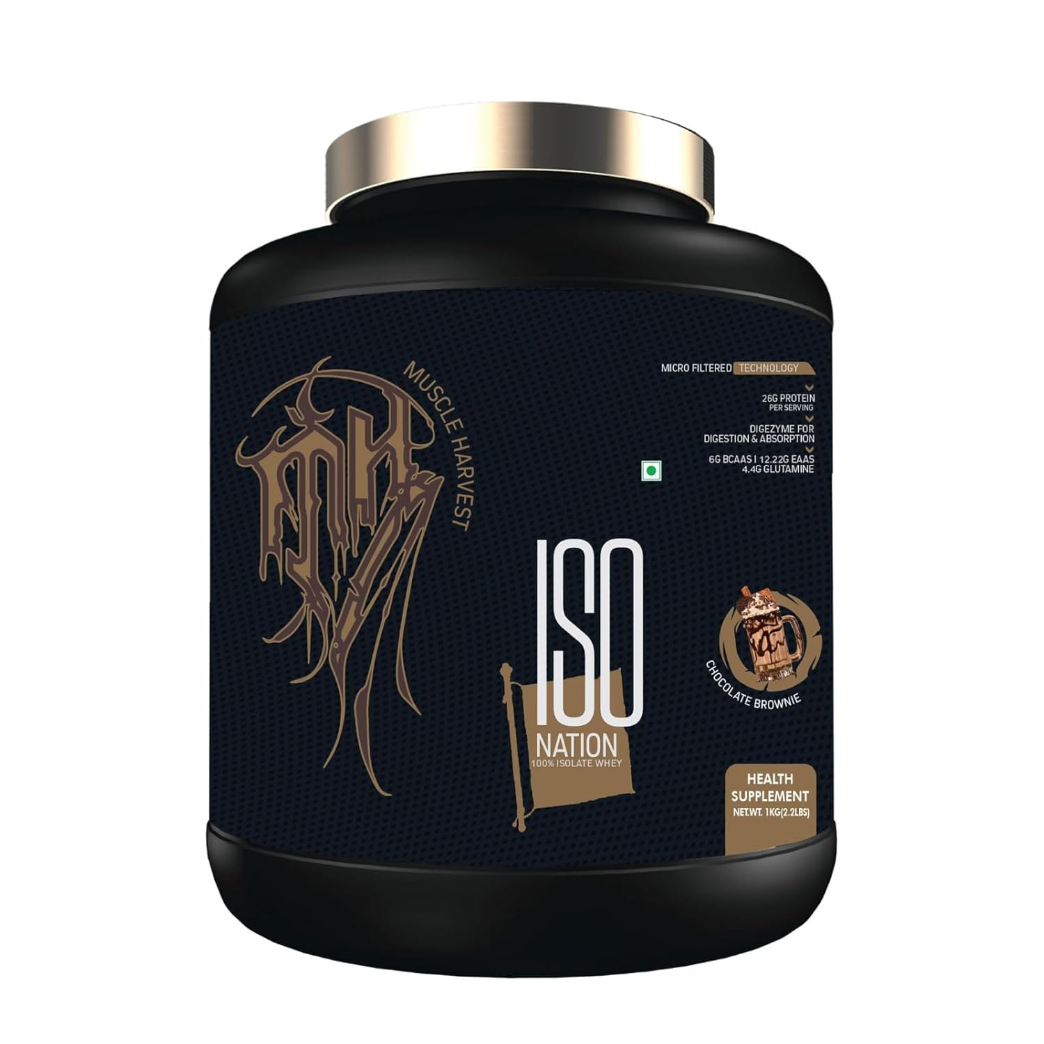Muscle Harvest ISO Nation 100% Whey Protein Isolate 2KG – 26g Protein, BCAAs, EAAs, Glutamine & Digestive Enzymes for Lean Muscle Growth & Recovery - Image 4