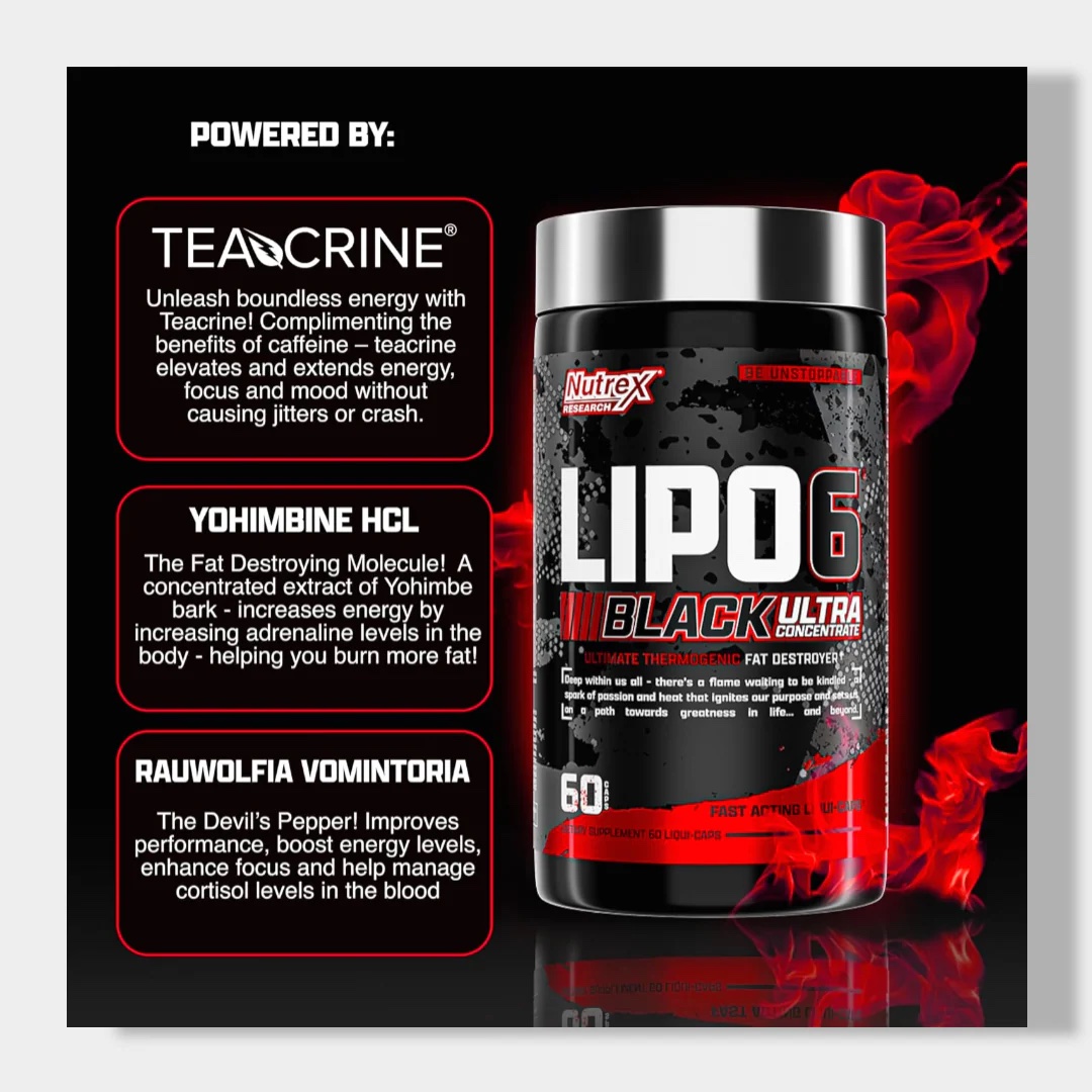 Nutrex Lipo-6 Black Ultra Concentrate 60 Capsules | Advanced Fat Burner - Image 3