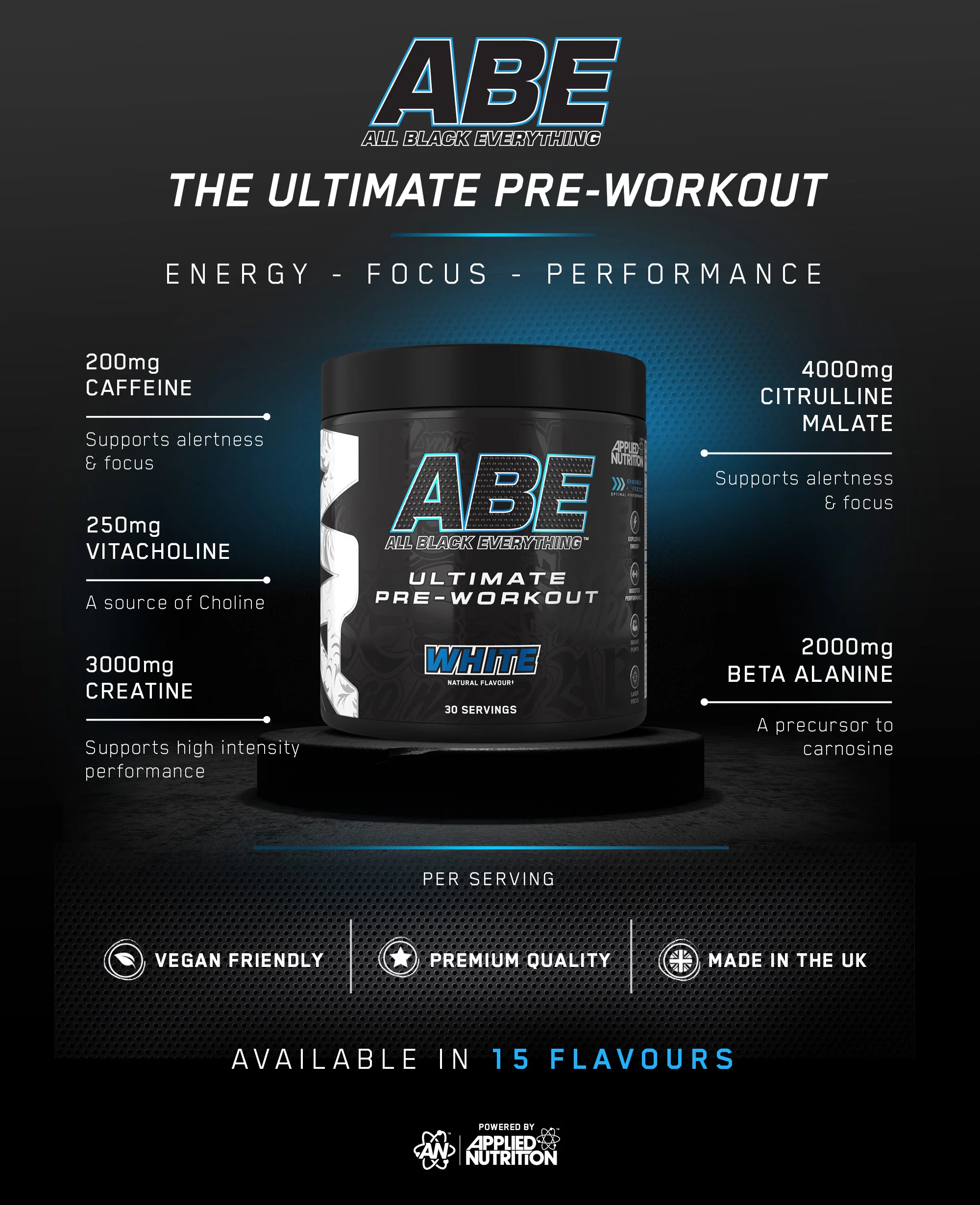 Applied Nutrition ABE Pre-Workout 375g | 30 Servings - Image 3