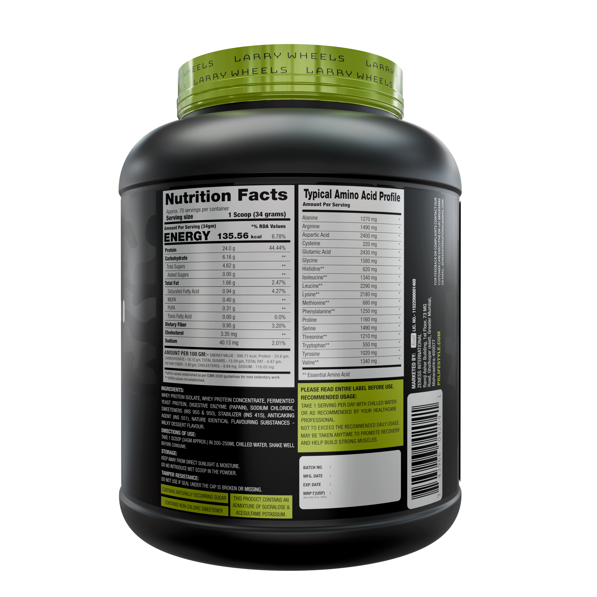 PR Supplements Larry Wheels Whey Protein 2.38kg | 24g Protein - Image 3