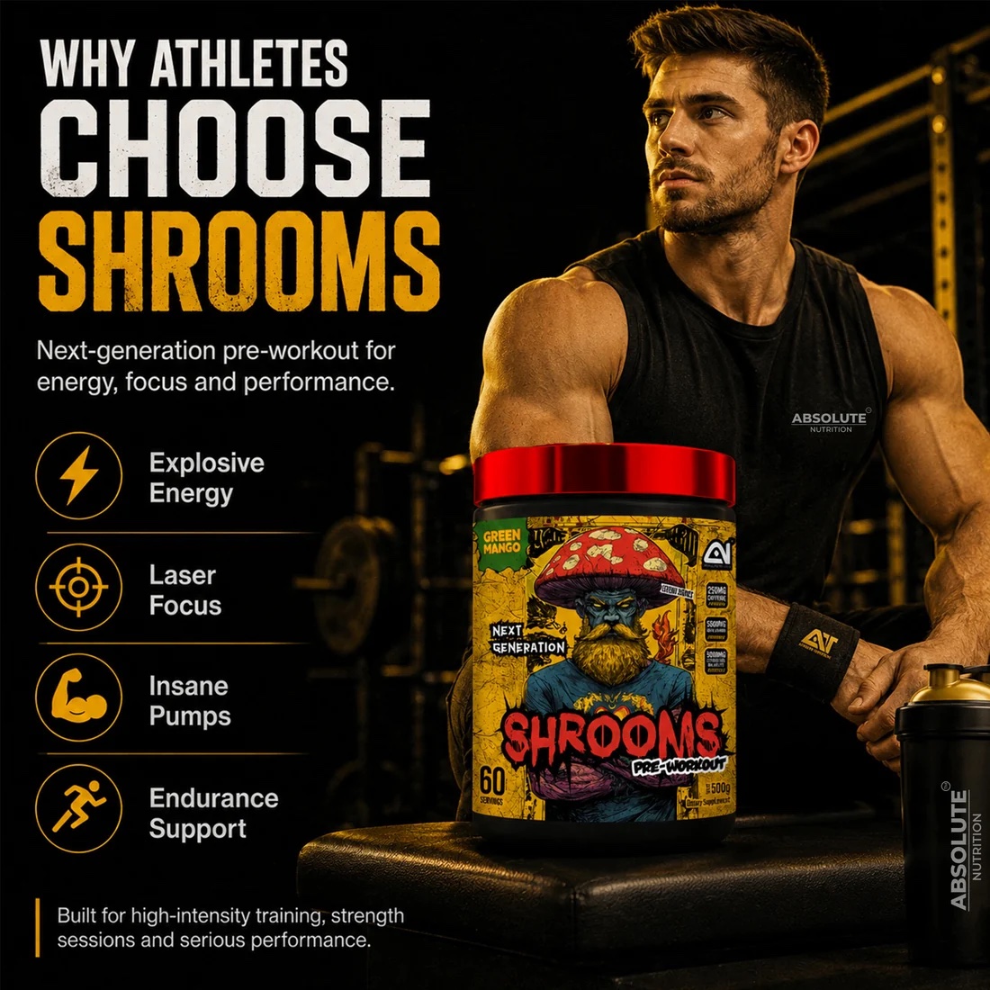 Absolute Nutrition Shrooms Pre Workout 500g | 60 Servings - Image 6